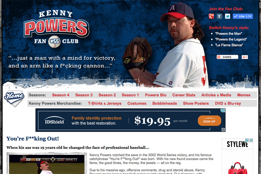 Kenny Powers Fan Club Website and Logo