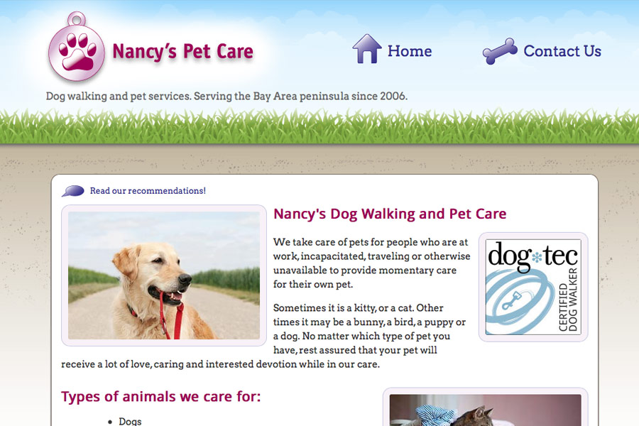 Nancy's Pet Care Website and Logo